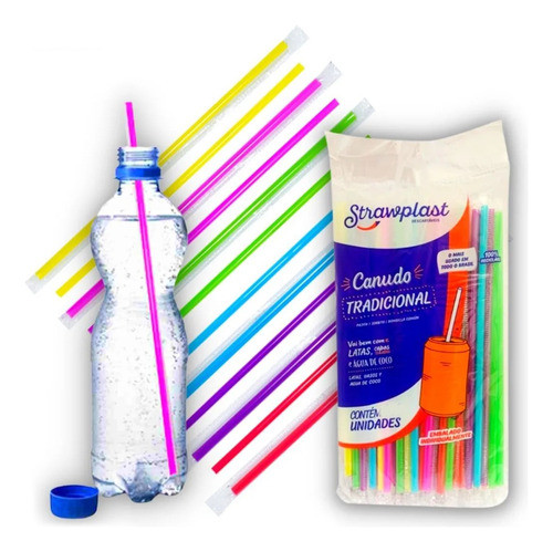 2.000 Canudo Plástico 5mm Sachê Individual Refrigerante Coco 1