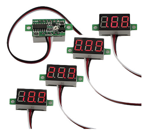 5 X Mini Dc 0-30v Led Rojo Indicador Digital 3 Voltaje Voltí 0