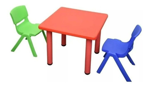 Mesa De Plastico Y Metal + 2 Sillas - Infantil 0