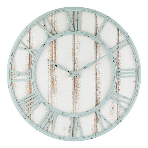 Reloj De Pared Silencioso De Metal Y Madera Maciza Oldtown F 0