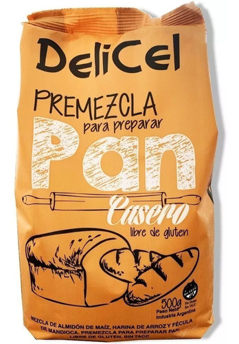 Delicel Premezcla Para Preparar Pan Casero Sin Tacc 500gr Dw 0