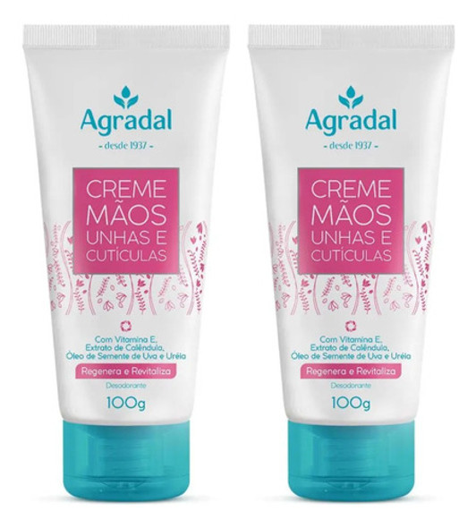 Kit C/2 Creme Mãos Unhas E Cutículas Agradal 100g 0