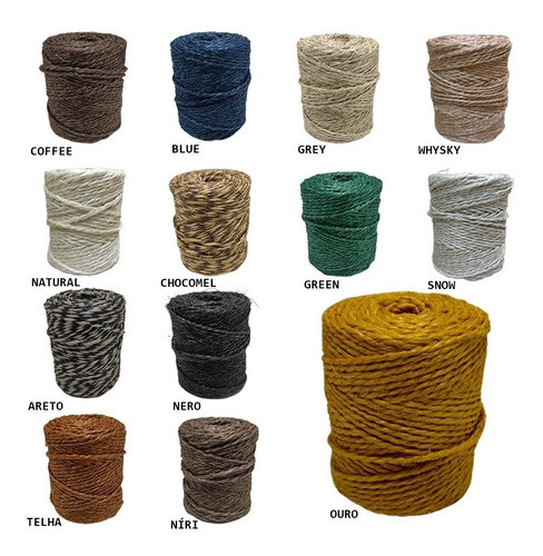 02 Fio De Sisal Colorido 2mm- Escolha A Cor Aprox. 82m 0