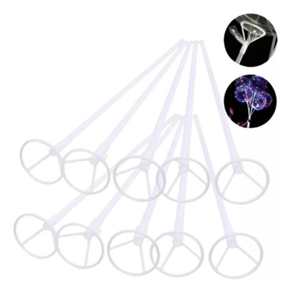 25 Varillas Palitos Porta Globo Soporte Transparente 40 Cm 0
