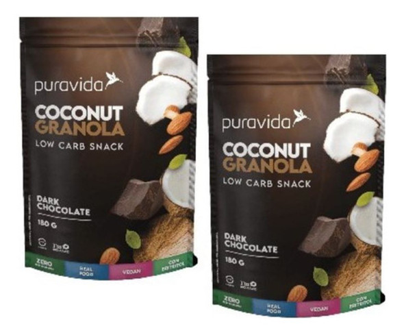 Combo 2 Granolas Low Carb Coconut Dark Chocolate - 180g 0 Combo 2 Granolas Low Carb Coconut Dark Chocolate - 180g 0