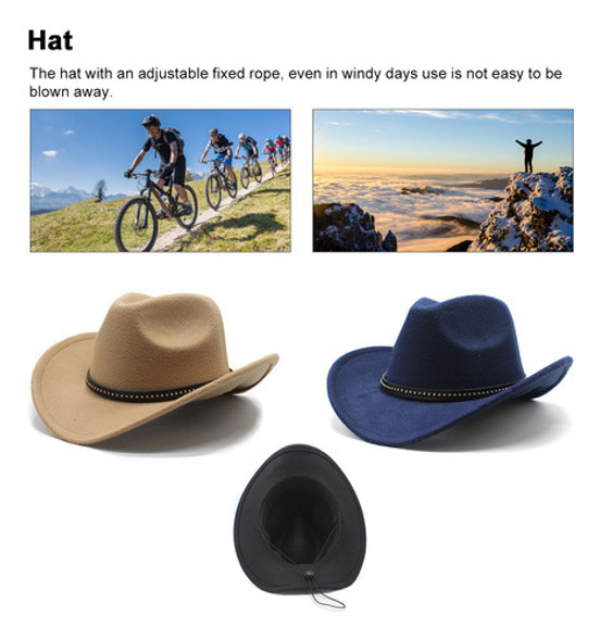 Boné Casual Unissex Western Cowboy Para Chapéu Feminino, Aba 1