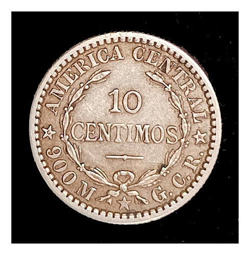Costa Rica 10 Céntimos 1905 Excelente Plata Km 145 0