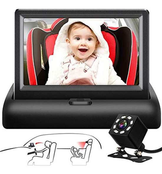 Shynerk Baby Car Mirror, 4.3 '' Hd Función De Visión Nocturn 0