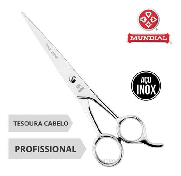 Tesoura De Cabelo Profissional Fio Laser 6 Mundial Bc343 Aço 1