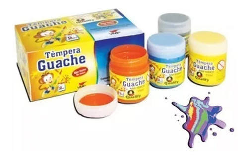Kit 30 Caixa Tinta Têmpera Guache Escolar C/6 Cores De 15ml 0