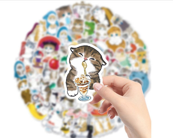 Pack 20 Stickers De Gatitos - Pegatinas- Calcos - Termo - Pc 1