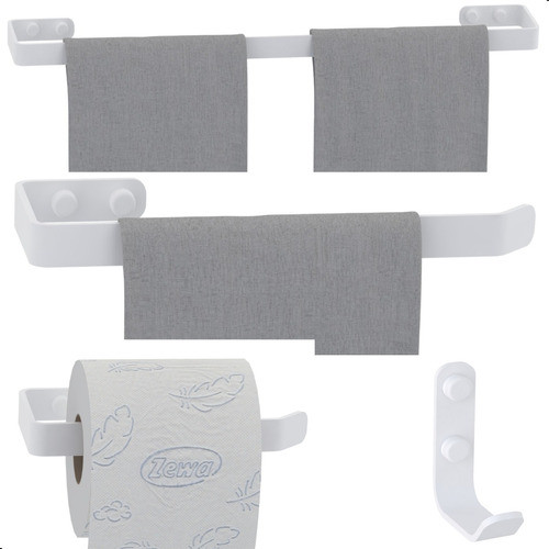 Kit Acessórios Para Banheiro Branco 4 Peças 1