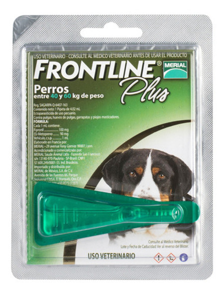 Pipeta Antipulgas Frontline Plus Perros De 40 A 60 Kg 0