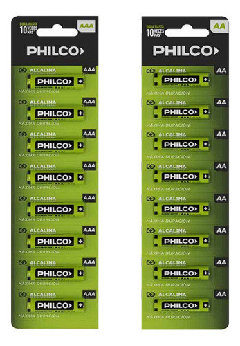 Combo 8 Aa Doble A + 8 Aaa Triple A Philco Alcalina 1.5v Dis 0