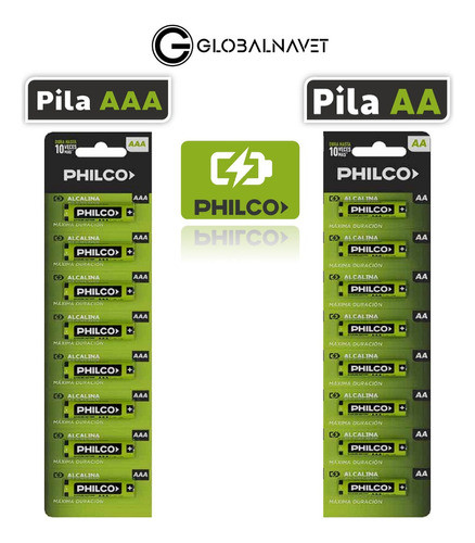 Combo 8 Aa Doble A + 8 Aaa Triple A Philco Alcalina 1.5v Dis 1