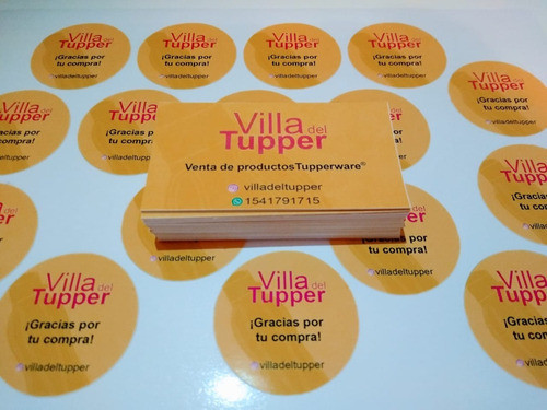 Combo Emprendedor 120 Tarjetas Bifaz + 96 Stickers 5x5cm 0