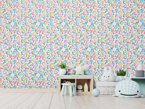 Papel De Parede Adesivo Infantil Alfabeto Colorido Pnm1232 1