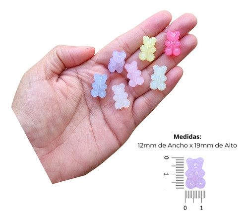20 Dijes Pasantes Acrílicos Ositos Gummy Translucidos -bijou 1