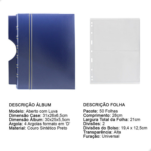 Álbum De Luxo Azul 50 Folhas Para 100 Cédulas 3bzn P 1