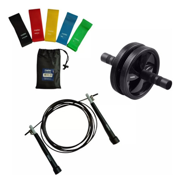 Kit Set De Entrenamiento Meiso Bandas Soga Rueda Abdominales 1