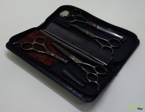 Kit Tesoura Desfiadeira/fio Navalha Pta Redonda 6,5''- Preto 1