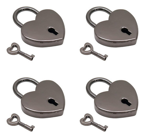 Coshar Paquete 4 Candados Forma Corazón, Pequeño Candado Con 0