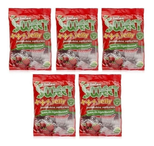 Balas De Algas Sweet Jelly Sabor Morango - Kit 5 X 200g 0
