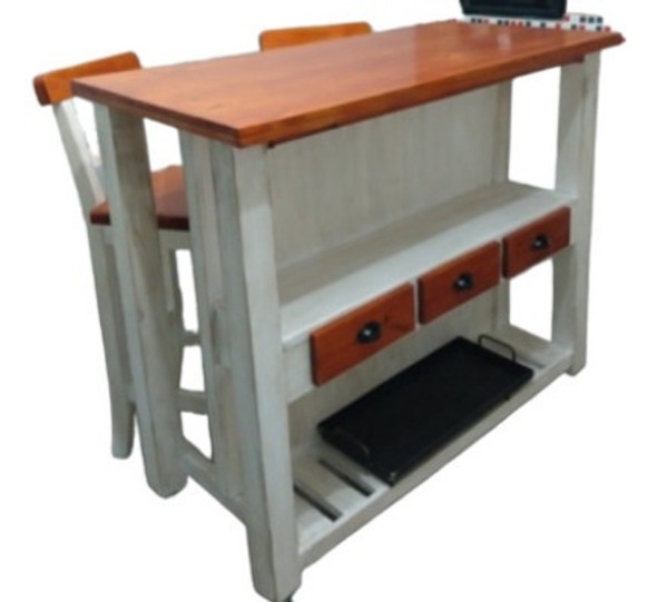 Mesa Isla, Desayunador, Pino, Sin Pintar 1,20 X 1 X 0,60 0