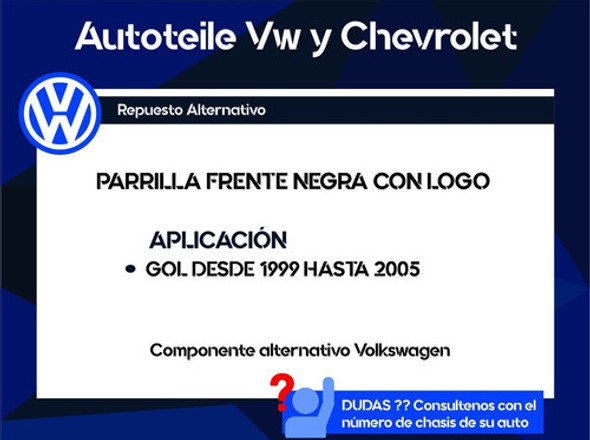 Parrilla Frente Negra Gol 99/05 Con Logo 1 Parrilla Frente Negra Gol 99/05 Con Logo 1