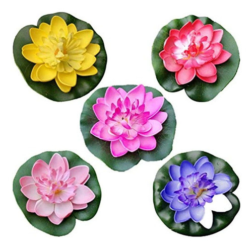 5 Piezas De Flores De Loto Artificiales Flotantes, Decoració 0