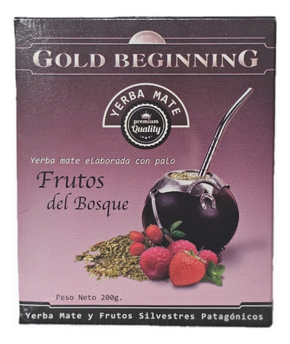 Yerba Mate Premium Gold Beginning Sabor Frutos Del Bosque 0