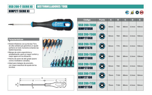 Destornillador Torx Proskit 9sd 200 T05h T5 Punta Hueca 1