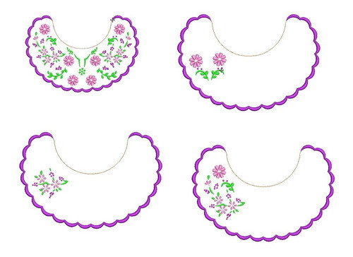 Diseño Matrices Para Maquinas Bordadoras Cuello Flores 23cm 0