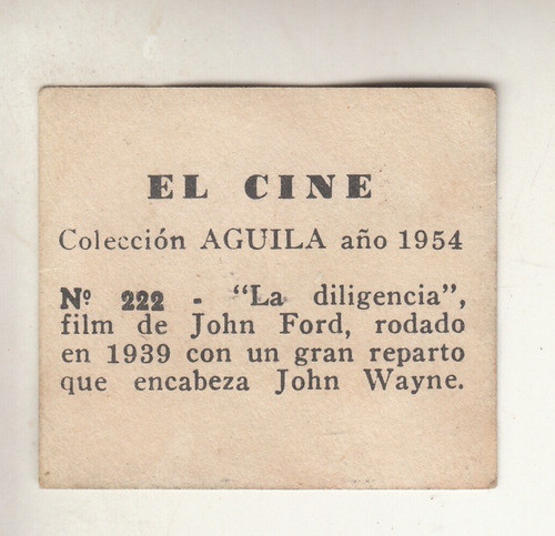 Cine 1954 Tarjeta John Wayne Cowboy Unica Vintage Uruguay 1