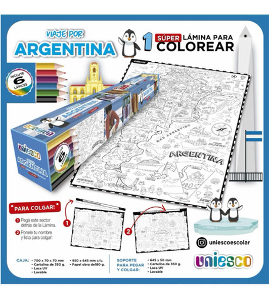 Lámina Para Colorear Argentina Uniesco 1