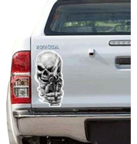 Calcomania Calavera Skull Disparando Auto Camioneta Calco 0