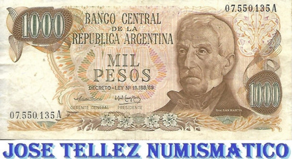 Bottero 2436b $ 1000 Pesos Ley 18188 Serie A F.2 Mb+ Palermo 0
