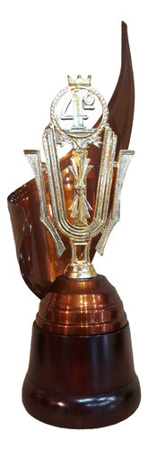 Trofeo Metálico Cuarto 4º Puesto 32cm Base Madera 0
