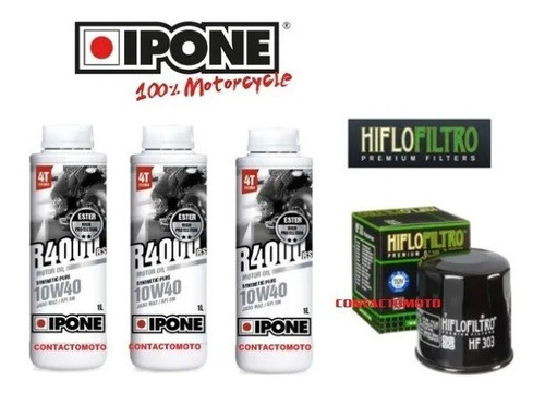 Kit Service Versys 300 22/24 Filtro Hiflo+aceite Ipone 10w40 1