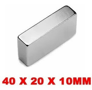 Imã De Neodímio Bloco N52 40mm X 20mm X 10mm 1pç 40x20x10 Mm 0