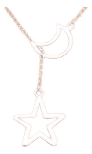 Cadena Luna Estrella Aleacion Metalica Collar Simil Acero 0