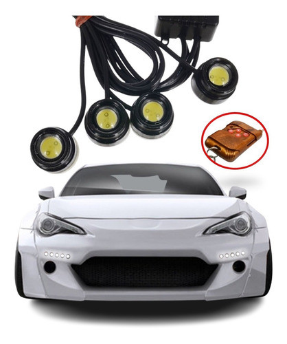 Kit Strobo Controle 4 Leds Drl Safety Carro Motos Triciclos 0