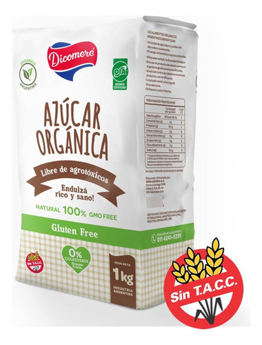 Azucar Organica Sin Tacc Libre De Agrotoxico Dicomere 1kg X3 1