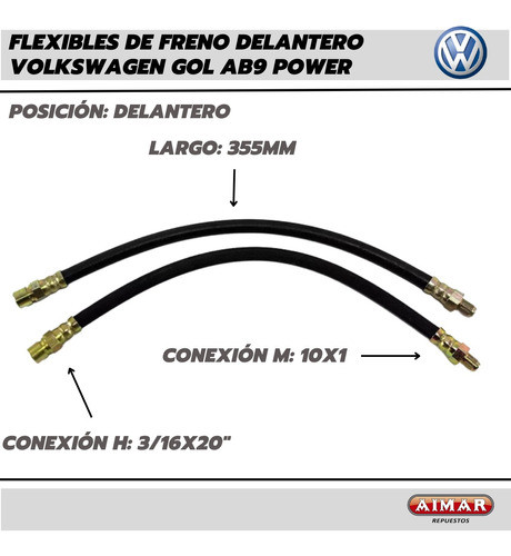 Juego X2 Flexibles Freno Delantero Vw Gol Ab9 Power 1