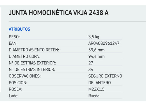 Kit Homocinetica Skf Ford Ranger 2.5 Tdi De 1997 A 2002 1