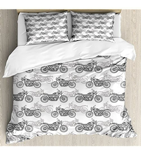 Juego De Funda Nórdica Para Motocicleta Ambesonne, Ilustraci 0