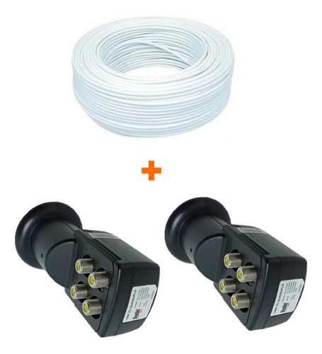 1 Rolo  Cabo Coaxial Rg 59 ( Total 100m )  + 2 Lnb Quadruplo 1