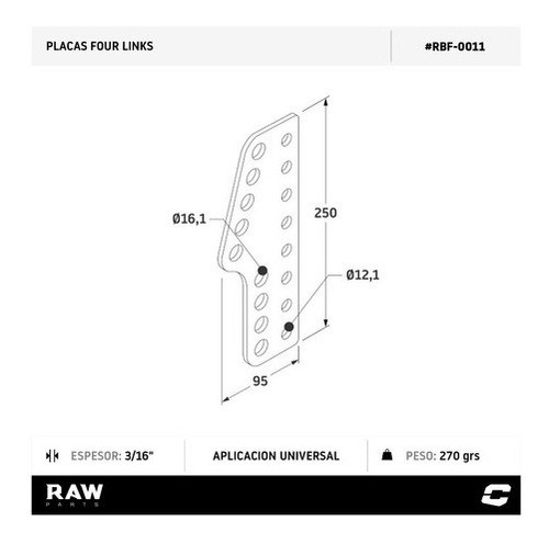 Four Link Placa Lado Chasis 3/16 Drgaster Funny Raw Parts 1