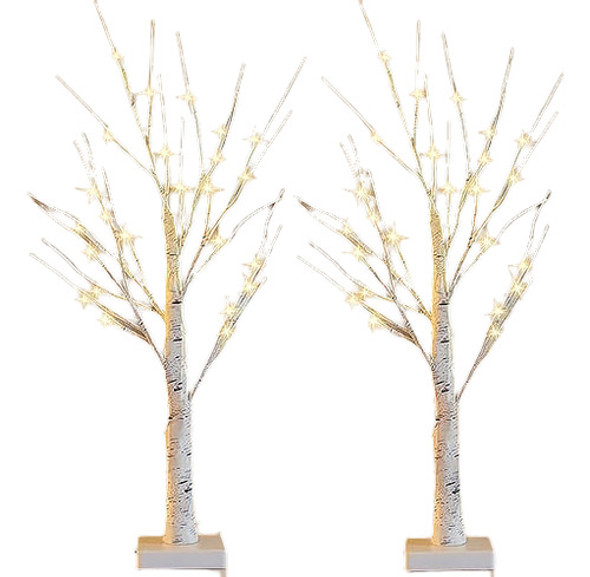 Arboles Decoracion Blancos Navideños 48 Luces Led 60cm 0