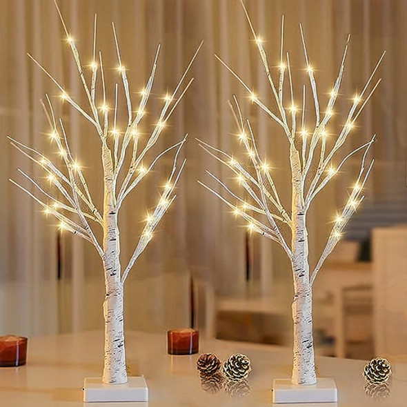 Arboles Decoracion Blancos Navideños 48 Luces Led 60cm 1